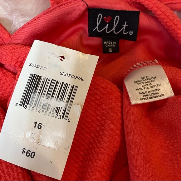 Lilt Girls Coral Orange Sleeveless Fit & Flare Casual Dress Size 16 - Picture 7 of 8